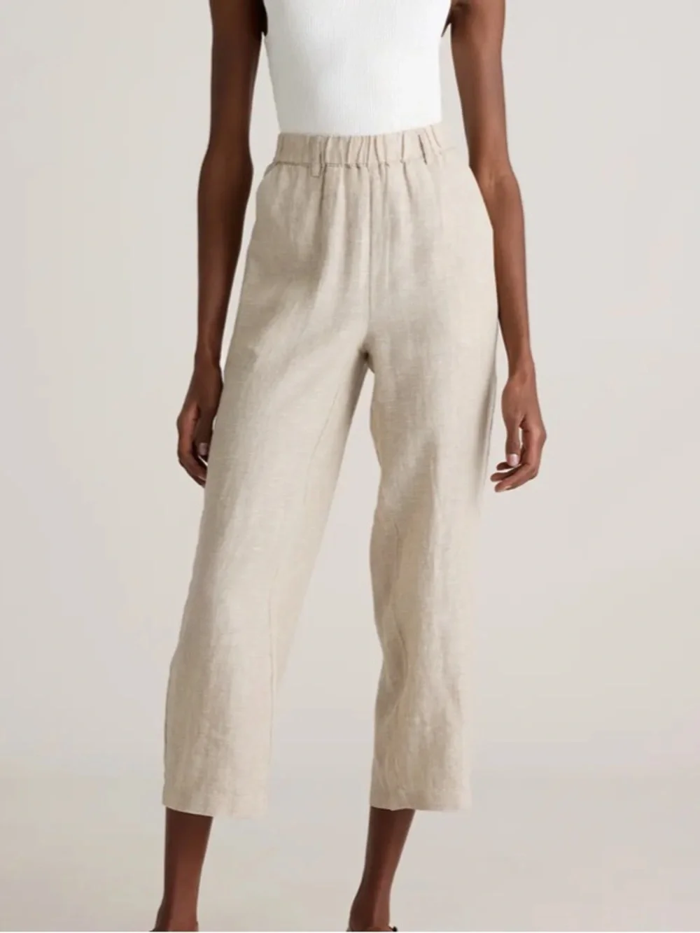 NWT Quince 100% European Linen Pants Flax Pull-On Elastic Waist
